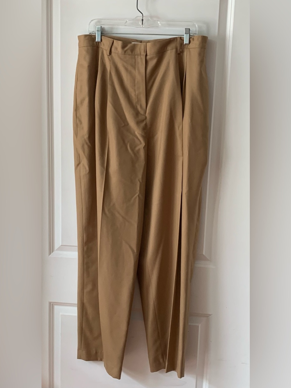 Lord & Taylor Classic High-Waist Tailored Trousers in Camel